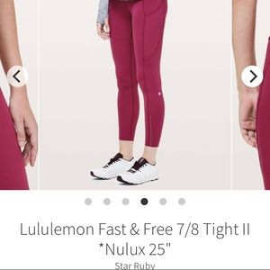 Lululemon Star Ruby 7/8 Fast and Free